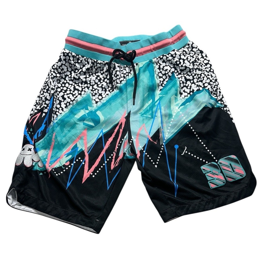 Mello Gang Shorts‎ Mens Small Colorful Zipper Pockets Black Blue White